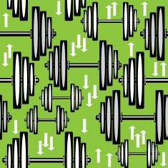 seamless pattern dumbbells on green background