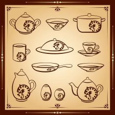 Kitchen vector icon set N2