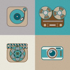 Flat vintage arts icons