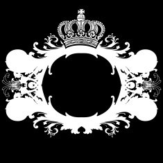 Black And White Ornate Heraldic Art Deco Quad N4