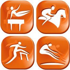 Four orange sport icons N3