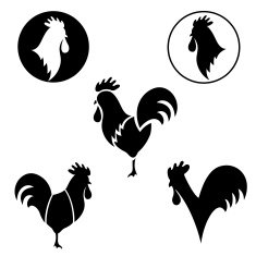 The black stylized cocks on a white background N4