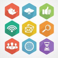 Set of social network icons flat silhouette