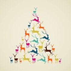 Merry Christmas reindeer pine tree shape vector N2