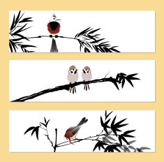 ink painted bamboo and bird N3