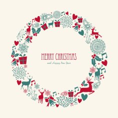 Merry Christmas elements decoration circle shape