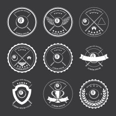 Billiard design elements and badges set Vector N4