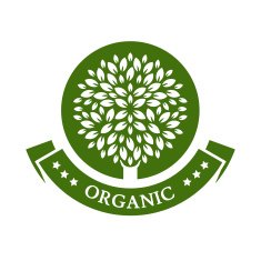 Green circle tree vector logo design template Organic product badge