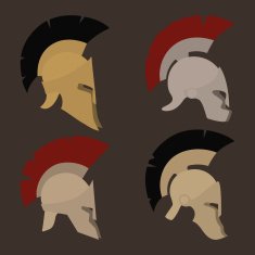 Set of four antique helmets vector illustration N5
