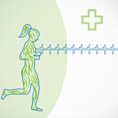 Woman running medical background
