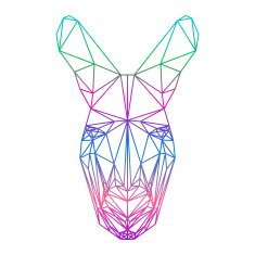 polygonal abstract kangaroo silhouette drawn in one continuous line
