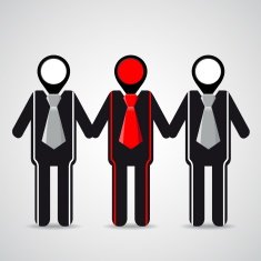 Three businessman silhouettes - vector icon