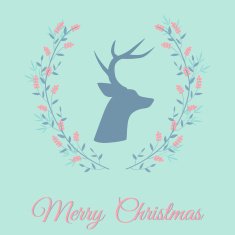 Christmas greeting card with deer silhouette