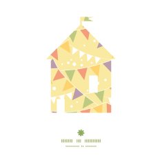Vector party decorations bunting house silhouette pattern frame N2