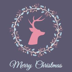 Christmas greeting card with deer silhouette N2