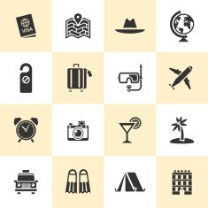 Set of black vector travel and tourism icons N2