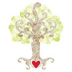 Swirly decorative tree with a red heart N2