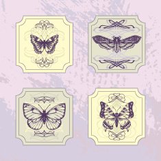 Set of vintage labels with butterflies