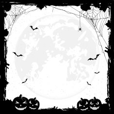 Halloween background with pumpkins and bats