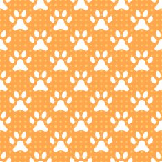Animal seamless vector pattern of paw footprint and dot