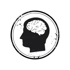 Grunge stamp with head and brain N2