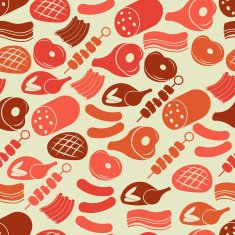 Seamless pattern with meat products