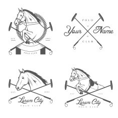 Set of vintage horse polo club labels and badges N3