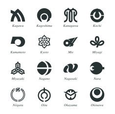 Japanese Prefectures Silhouette Icons