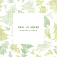 Green Christmas trees silhouettes textile frame square pattern background