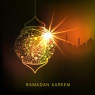 Golden lamp for holy month Ramadan Kareem celebration