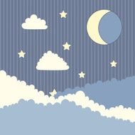 Sky with clouds moon and stars