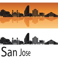 San Jose skyline in orange background
