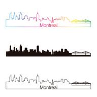 Montreal skyline linear style with rainbow