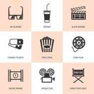 Set of black cinema icons N2