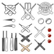 Set of cricket team emblem design elements N2