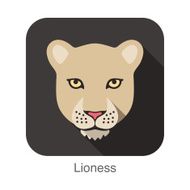 Lioness Cat breed face cartoon flat icon design