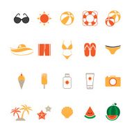 Summer Icons Set with White Background