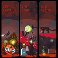 Scary halloween night banners set