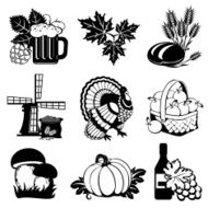 Black and white fall inspired illustrations
