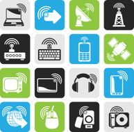 Silhouette wireless and technology icons