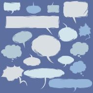 Vector Set of Grunge Comics Bubbles Talk and Think N5