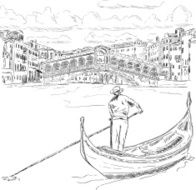 Rialto bridge with gondola N2