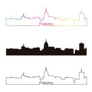 Fresno skyline linear style with rainbow