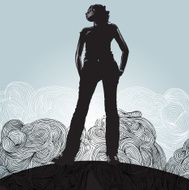 Woman Standing in Front of Clouds