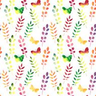 vector seamless watercolor pattern with leaves N4