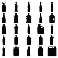 Set of silhouettes plastic bottles and other containers