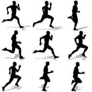 Set of silhouettes Runners on sprint men N23