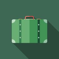 Retro suitcase flat square icon with long shadows N2