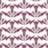Scottish Thistle Wavy Repeating Pattern Maroon