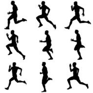 Set of silhouettes Runners on sprint men N24